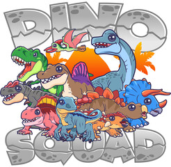 Cute animals Dinosaur Squad cartoon illustration © Fuadhasansy
