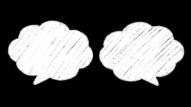 モコモコした吹き出しの落書きセット。クレヨンで手描きで塗り潰したピコピコ動く吹き出しのループアニメーション
