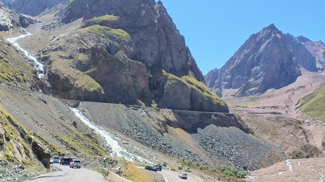 Duku Highway, Xinjiang Province, China, Asia - Road by Mountain Stream