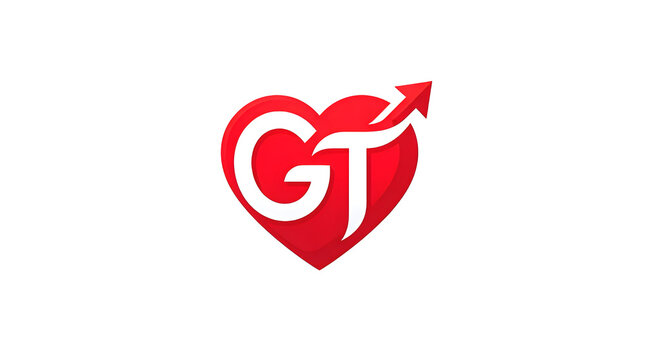 Giving Tuesday love and growth symbol illustration featuring a red heart logo with letters GT and an arrow symbolizing affection, progress, and the spirit of sharing in a global charity campaign.