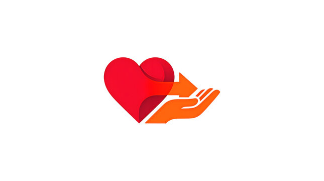 Giving Tuesday sharing and care symbol illustration featuring a heart and hand icon depicting affection, support, and the spirit of sharing in a global charity campaign.  