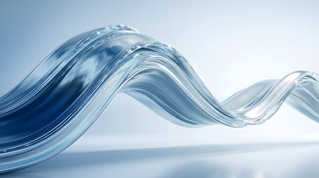 Abstract 3d render of flowing liquid silver waves