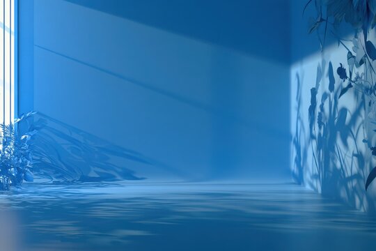 3D rendered blue gradient backdrop with copy space, blurred background and hints of a distant concert atmosphere
