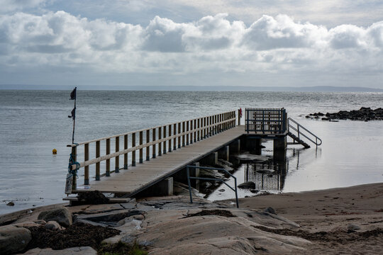Wooden jetty for swimming in the ocean