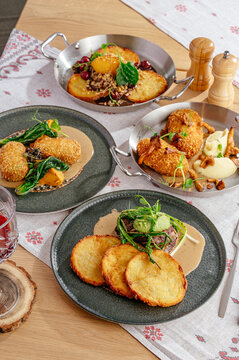 A delicious spread of various gourmet dishes on a table