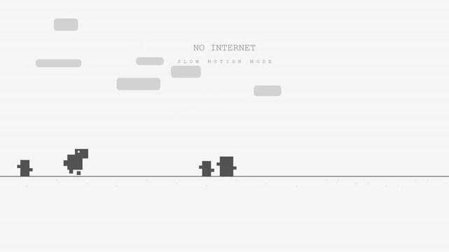 Minimalist Retro Pixel Art Dinosaur Runner Game With No Internet Connection Error Screen