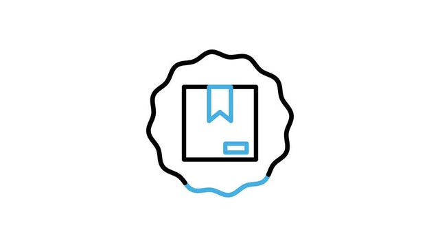 Package label icon animation. Cardboard box, parcel, product, packet with circle wave animated video loops for packing, delivery, shipping, productivity, production. Motion graphics with alpha channel