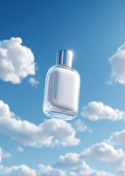 Floating perfume bottle clouds