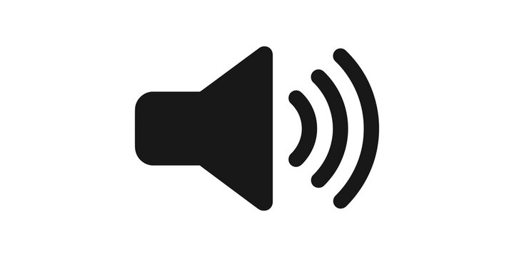 Speaker sound volume icon with broadcast waves for audio control and media playback interface.