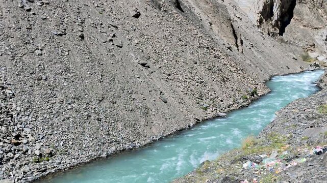 Duku Highway, Xinjiang Province, China, Asia - River in Steep Gorge
