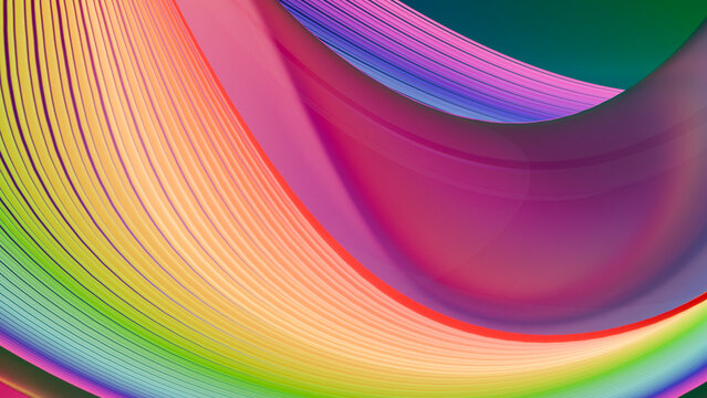 Abstract digital illustration of colorful curved flowing lines