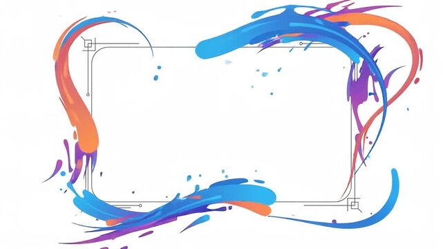 Colorful Abstract Paint Splash Frame With Blank White Center Animated Template