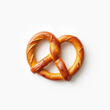 Twisted pretzel shape on a crisp white surface, ||white, beer