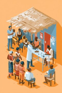Doctor providing healthcare services to african community patients, vertical