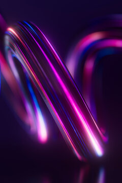 Luminous curved neon ribbons forming a vibrant futuristic network, colorful 3D virtual background
