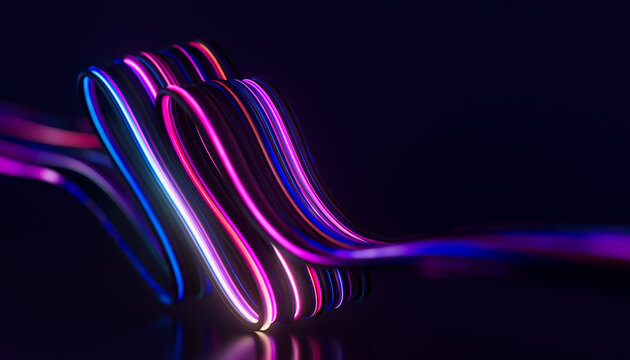Looped magenta and blue light bands suggesting interconnected information streams, modern 3D background