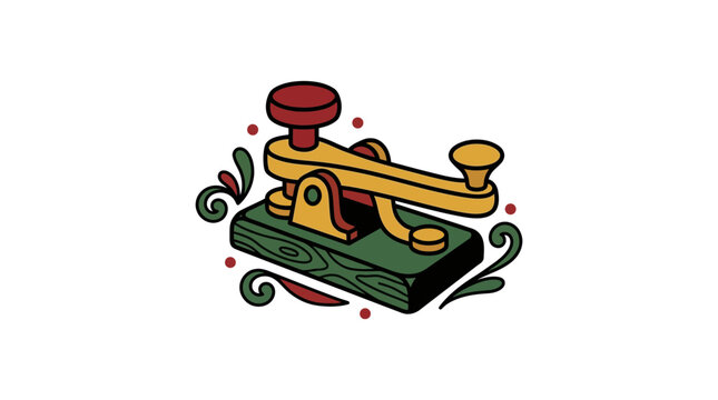 Vintage Telegraph Key Illustration in Traditional Old School Tattoo Style