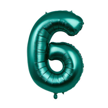 Metallic turquoise number six PNG transparent background