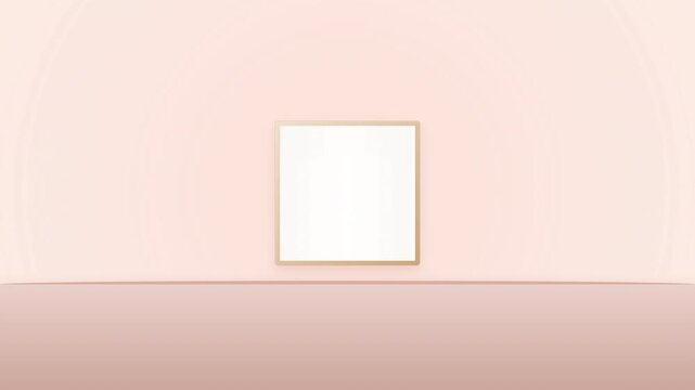 Blank square picture frames hanging on a minimalist pink gallery wall mockup