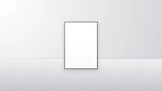 Blank vertical picture frame mockup with light reflection on transparent background