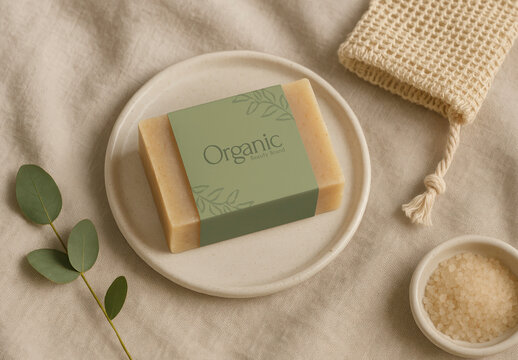 Natural Soap With Eco fFriendly Packaging Mockup PSD