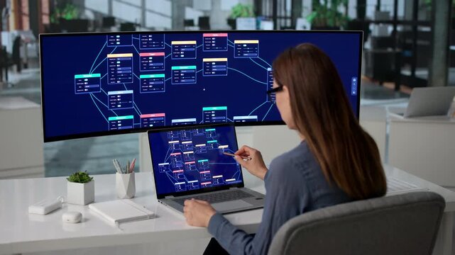 Software Engineer Creating Visual Workflow On Laptop