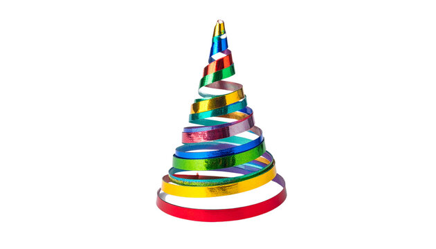 a Christmas tree made of spiral bands, isolated on transparent background