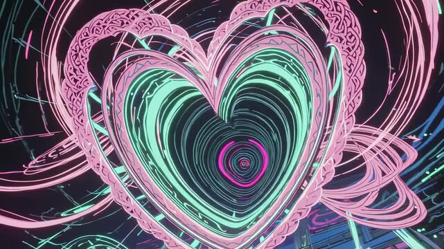 Heart shape with glowing neon tubes
