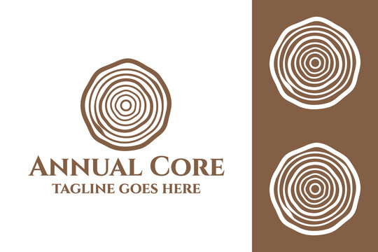 wood cross section with concentric growth rings for nature forest lumber tree timber organic conservation logo design