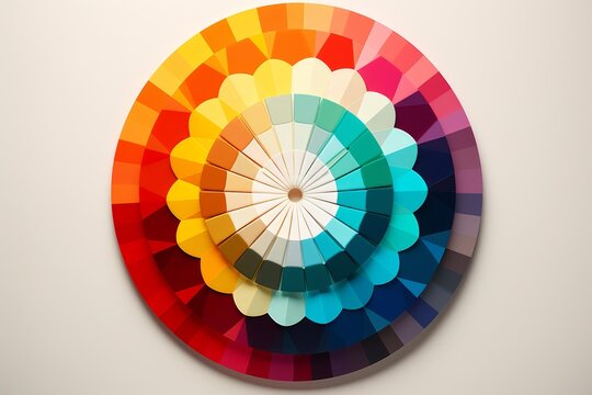 Colorful wheel showcasing a wide spectrum of vibrant hues, radiating outwards in a captivating display
