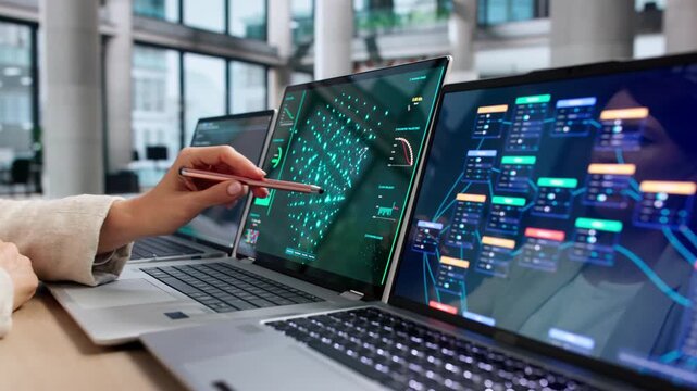 Data Scientist Analyzes Deep Learning Models On Laptop