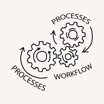 Business process and workflow optimization doodle icon with gears
