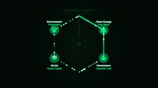 Esg strategy sustainability growth digital infographic animation. 4k