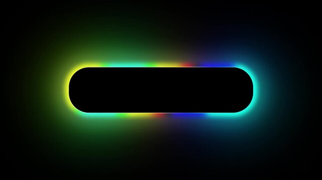 Animated artificial intelligence search bar with a glowing rainbow gradient border on a black background for futuristic app interface design.