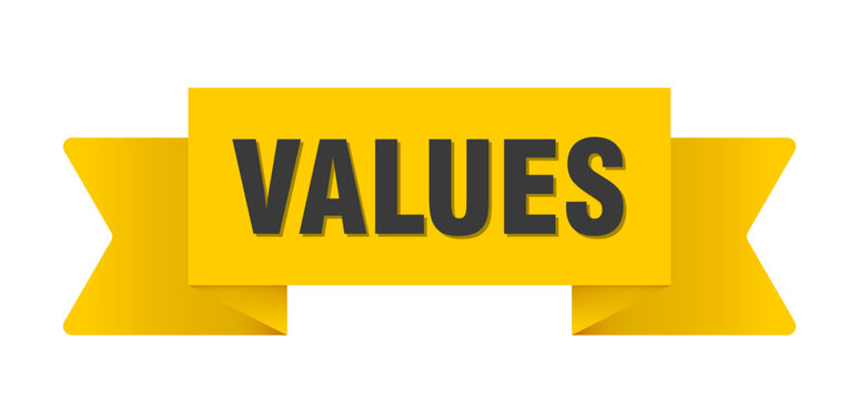 values yellow ribbon isolated on transparent background. values ribbon