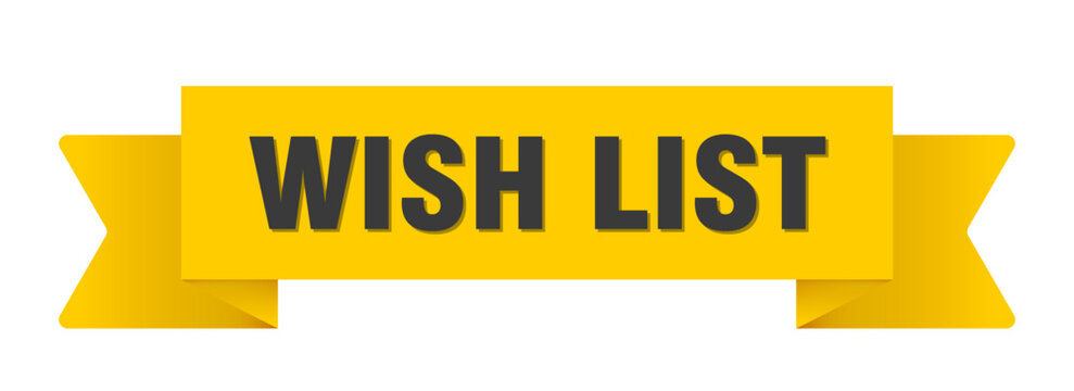 wish list yellow ribbon isolated on transparent background. wish list ribbon