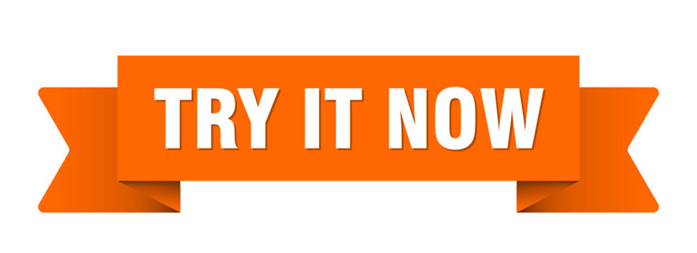 try it now ribbon isolated on transparent background. try it now ribbon