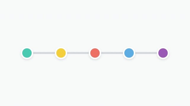 Horizontal five step timeline infographic animation on transparent background