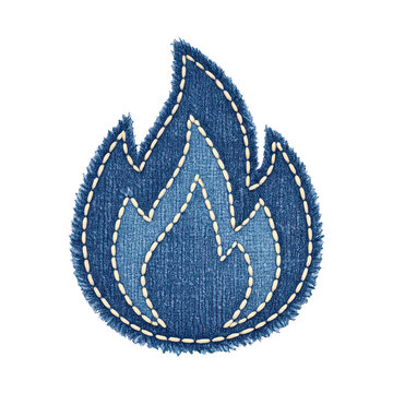 PNG Denim flame patch design.