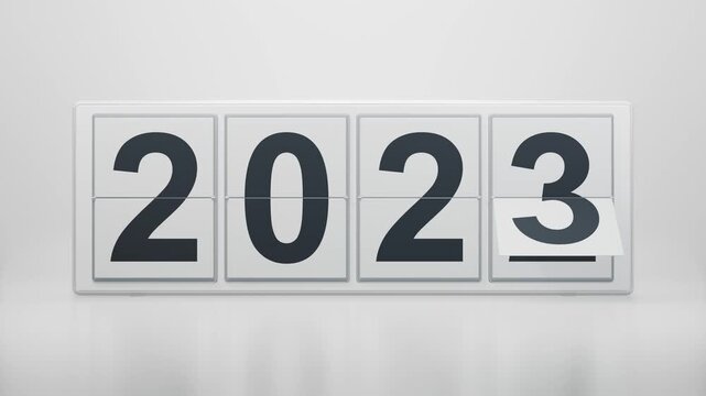 2027 New Year White Split-Flap Display with Metallic Confetti