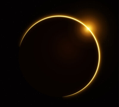Golden Solar Eclipse Ring With a Bright Edge Flare