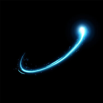Curved Blue Energy Trail With a Bright Glowing Tip