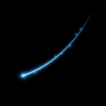 Blue Shooting Star With a Long Curved Light Trail