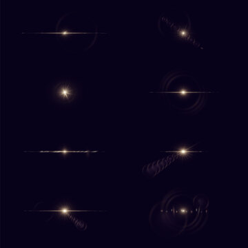 Warm Lens Flare Collection With Halos and Optical Reflections