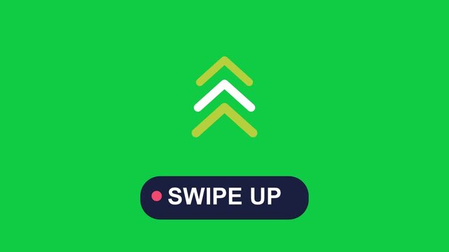 Swipe up arrows with text badge seamless loop on green screen