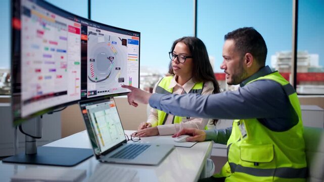 Engineer And Geologist Review Drilling Operations Dashboard