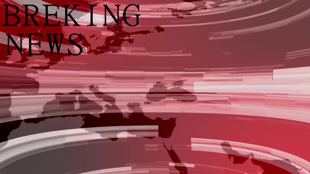 Abstract red breaking news background vector with world map for broadcast media.
