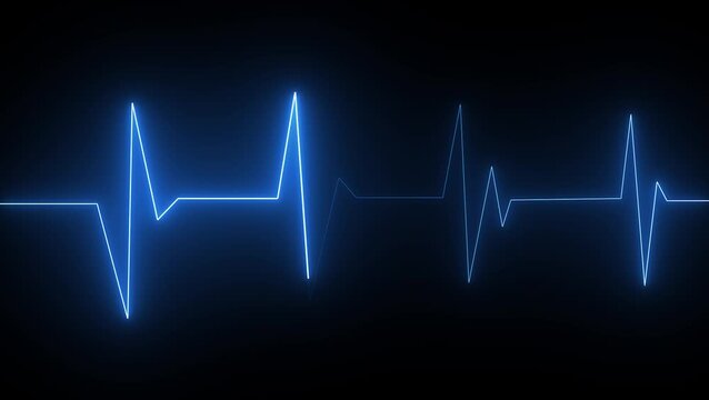 Blue glowing heartbeat pulse line background vector for medical health concept.