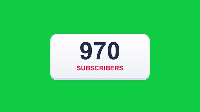 Channel subscribe card with hand tap and subscriber counter on green screen