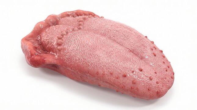 Anatomically accurate 3d model of human tongue isolated on white